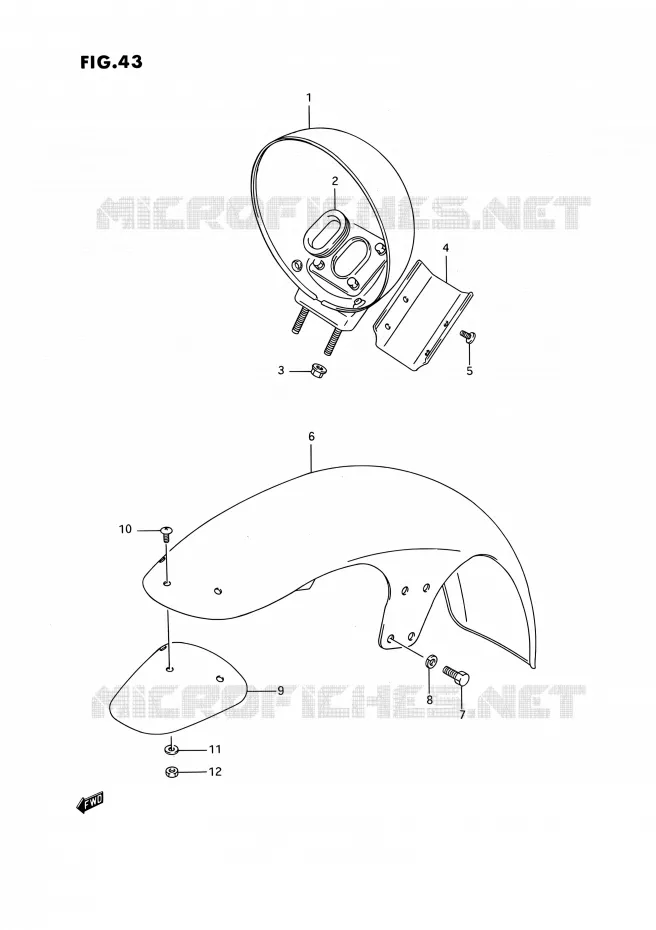 FRONT FENDER (MODELE H/J/K/L/M/N/P/R) Suzuki MOTO 1400 INTRUDER 1991  VS1400GLPM/VS1400GLFM(E01,E04,E17,E21,E22,E34,E39)