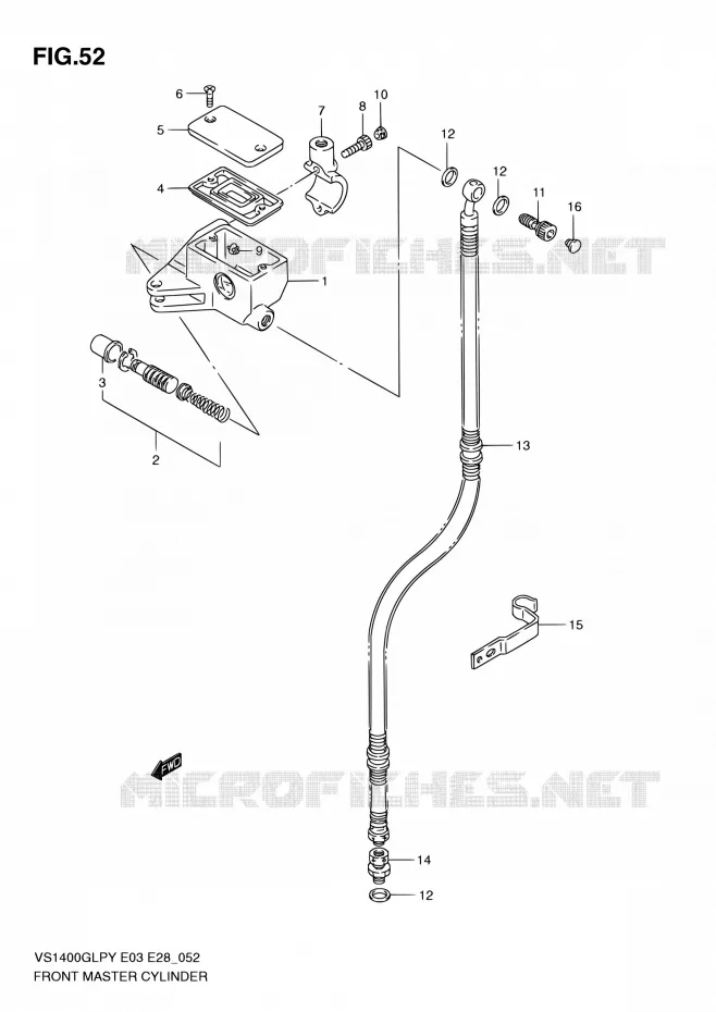 FRONT HOOFDREMCILINDER Suzuki MOTO 1400 INTRUDER 2001  VS1400GLP K1 (E03,E28,E33)