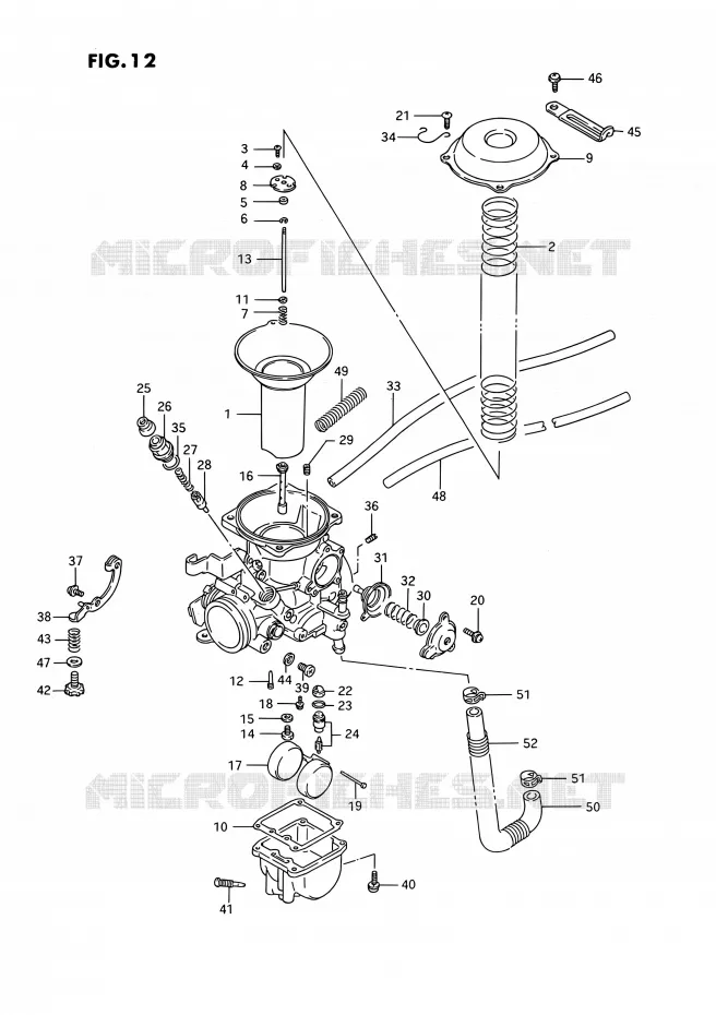CARBURATOR (REAR)(MODELE H/J/K/L/M/N/P/R) Suzuki MOTO 1400 INTRUDER 1992  VS1400GLPN/VS1400GLFN(E01,E04,E17,E21,E22,E39)