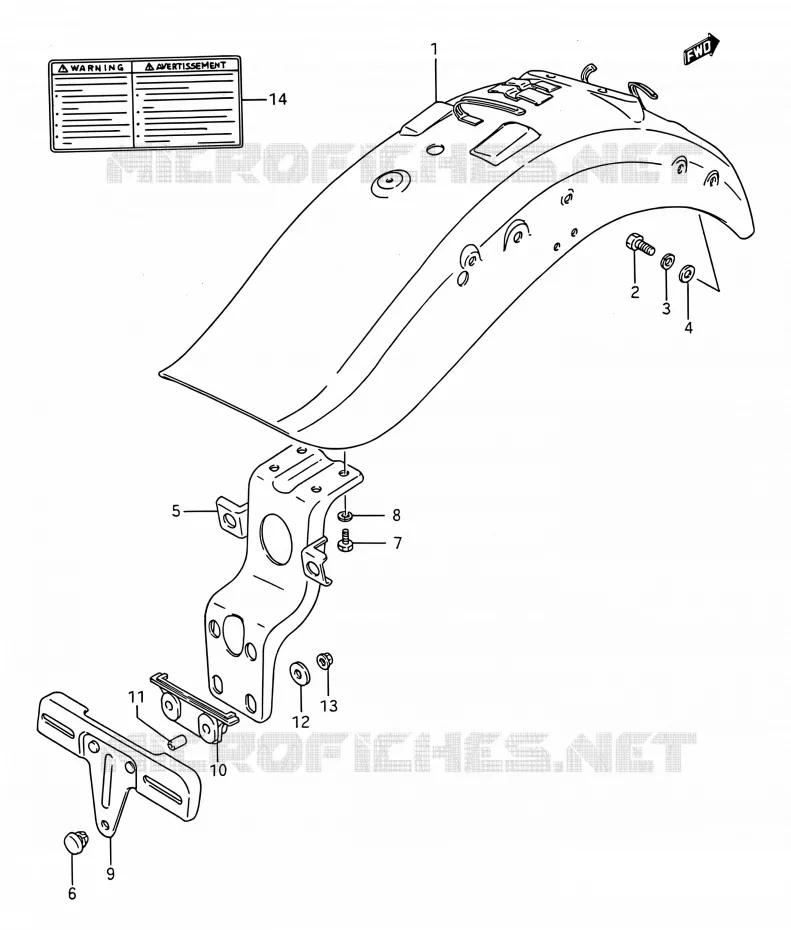 ACHTERSPATBORD Suzuki MOTO 1400 INTRUDER 1990  VS1400GLP P/VS1400GLF P (E03,E28,E33)