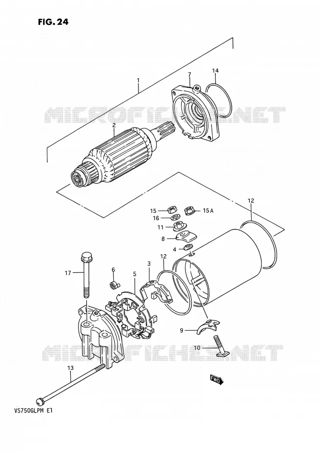 STARTMOTOR (MODELE F/G/H/J/K/L) Suzuki MOTO 750 INTRUDER 1985  VS750GLF(E02)