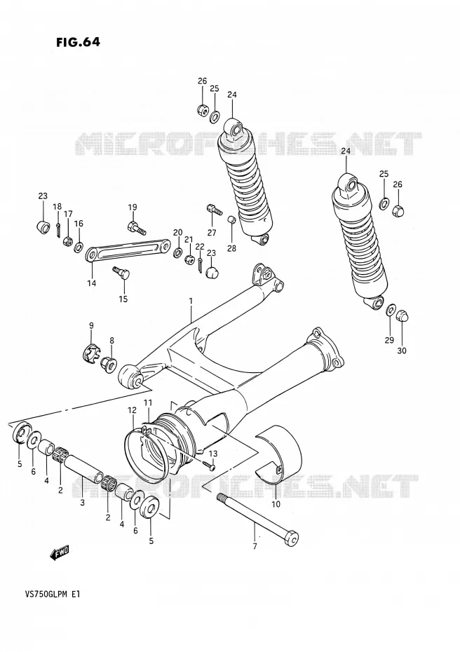SWINGARM (MODELE F) Suzuki MOTO 750 INTRUDER 1985  VS750GLF(E02)