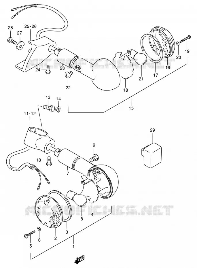 INDICATOREN (MODELE N/P/R) Suzuki MOTO 800 INTRUDER 1992  VS800GL N (E01,E02,E04,E16,E17,E18,E21,E22,E25,E34,E39,E53)