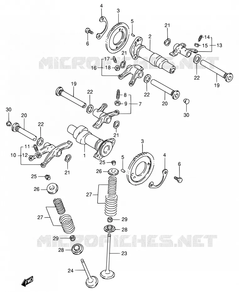NOKKENAS - VALVES Suzuki MOTO 800 INTRUDER 1994  VS800GL R (E02,E04,E17,E18,E21,E22,E25,E34,E53)