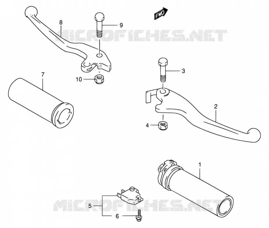 HANDGRIPS - LEVERS (MODELE S/T/V) Suzuki MOTO 800 INTRUDER 1995  VS800GL S (E02,E04,E17,E18,E22,E25,E34,E37)