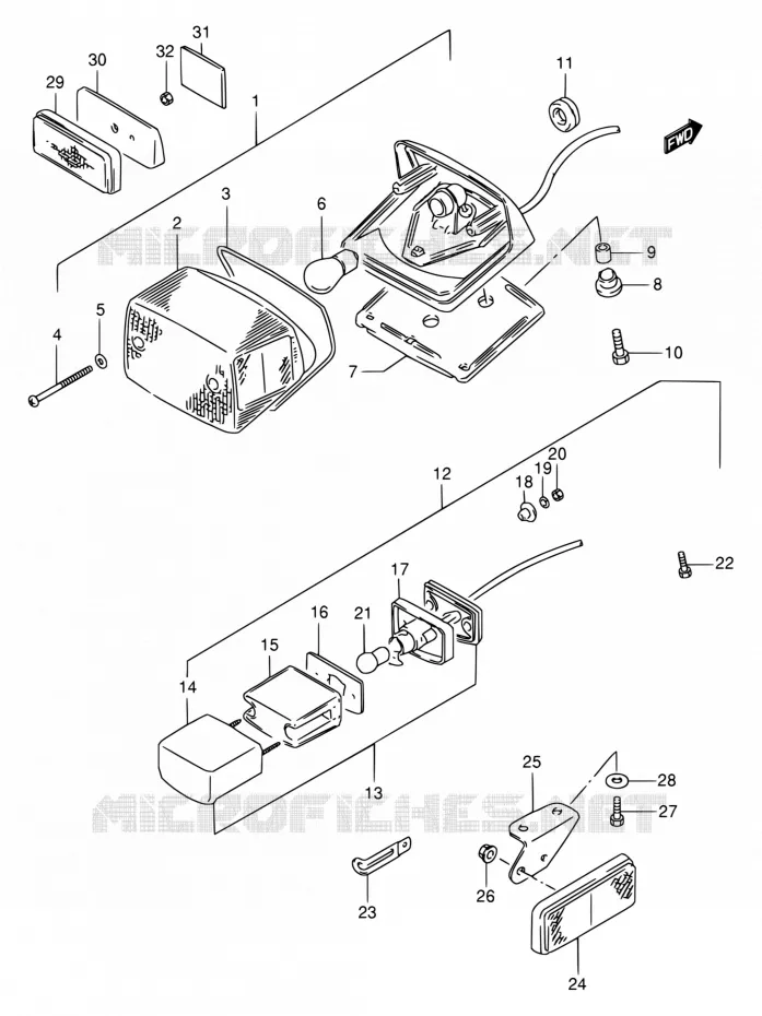ACHTERLICHT (MODELE T) Suzuki MOTO 800 INTRUDER 1996  VS800GL T (E02,E04,E17,E18,E22,E25,E34,E37)
