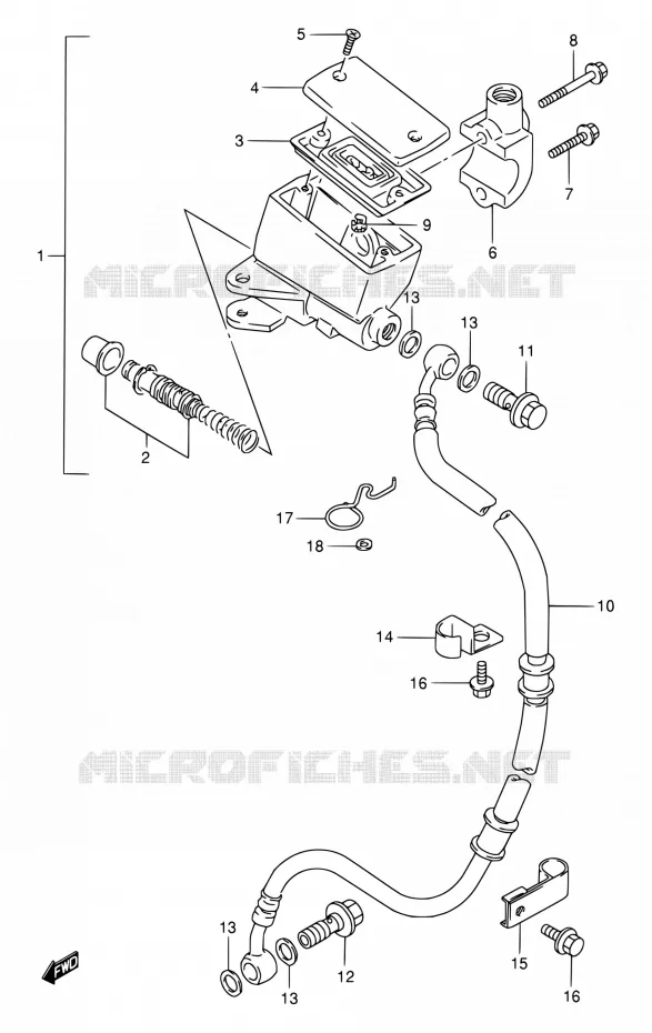FRONT HOOFDREMCILINDER (MODELE L/M/N) Suzuki MOTO 800 VX 1990  VX800 L/VX800U L