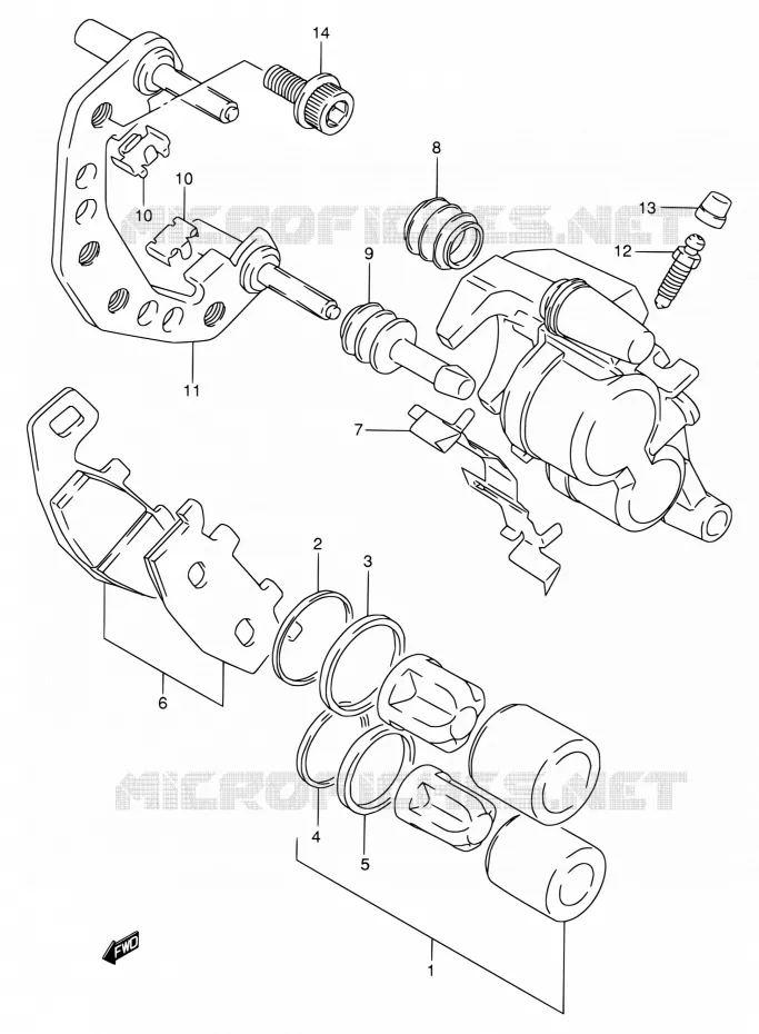 FRONT CALIPER (MODELE L/M/N/P/R) Suzuki MOTO 800 VX 1993  VX800 P/VX800U P