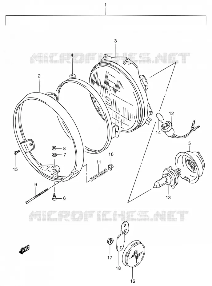 KOPLAMP (MODEL P/R EXCEPT E02,E24) Suzuki MOTO 800 VX 1993  VX800 P/VX800U P
