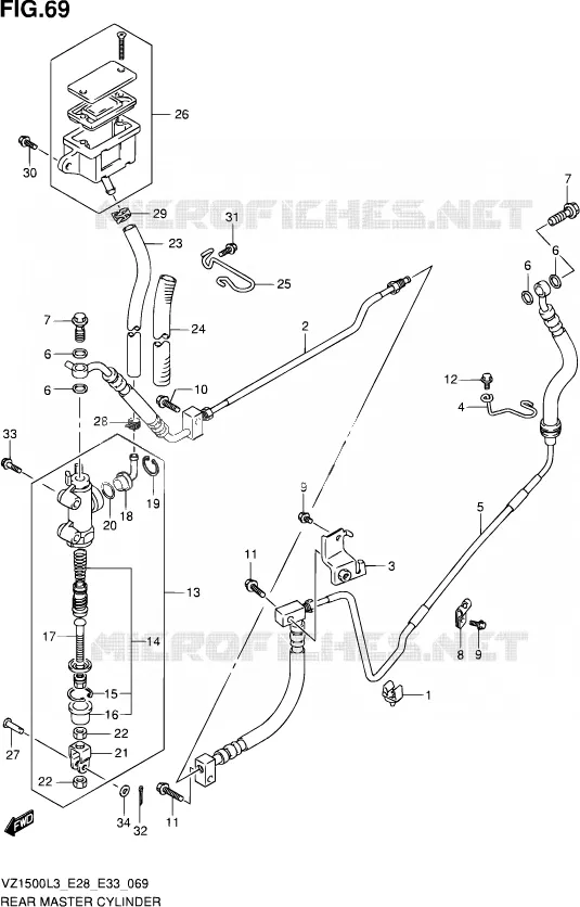 ACHTER HOOFDREMCILINDER Suzuki MOTO 1500 BOULEVARD 2013  VZ1500 L3 (E03,E28,E33)