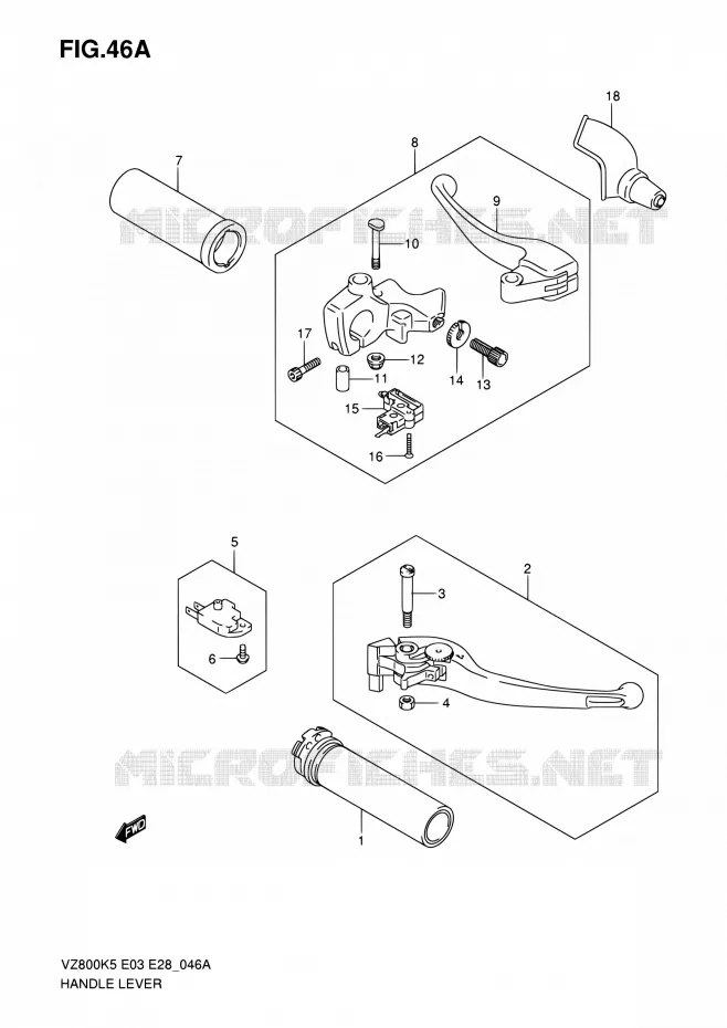 HANDGRIPS - LEVERS (MODEL K7/K8/K9) Suzuki MOTO 800 MARAUDER 2007  VZ800 K7 (E03,E28,E33)