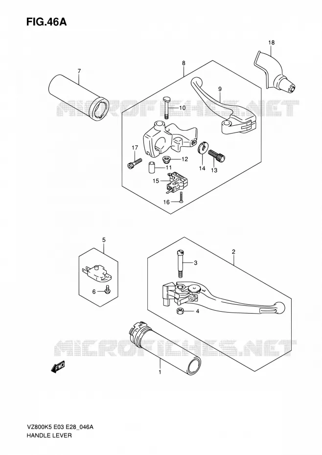 HANDGRIPS - LEVERS (MODEL K7/K8/K9) Suzuki MOTO 800 MARAUDER 2008  VZ800 K8 (E03,E28,E33)