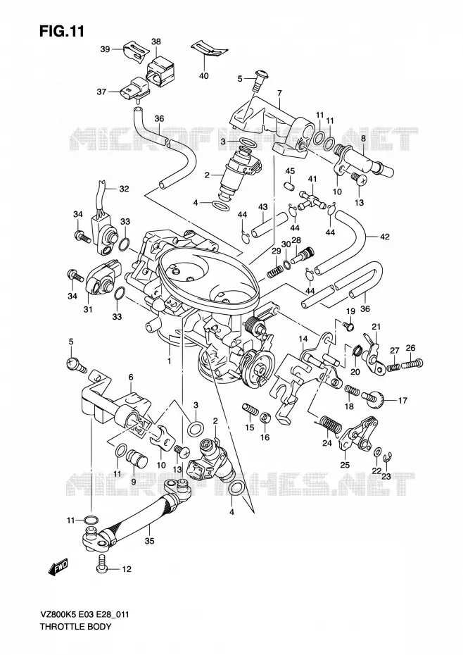 GASKLEPHUIS (MODEL K5/K6/K7/K8) Suzuki MOTO 800 MARAUDER 2009  VZ800 K9 (E03,E28,E33)
