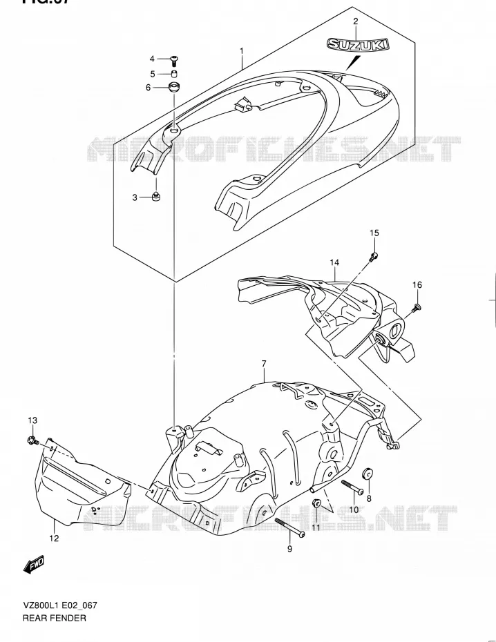 ACHTERSPATBORD Suzuki MOTO 800 INTRUDER 2012  VZ800L1(E19)