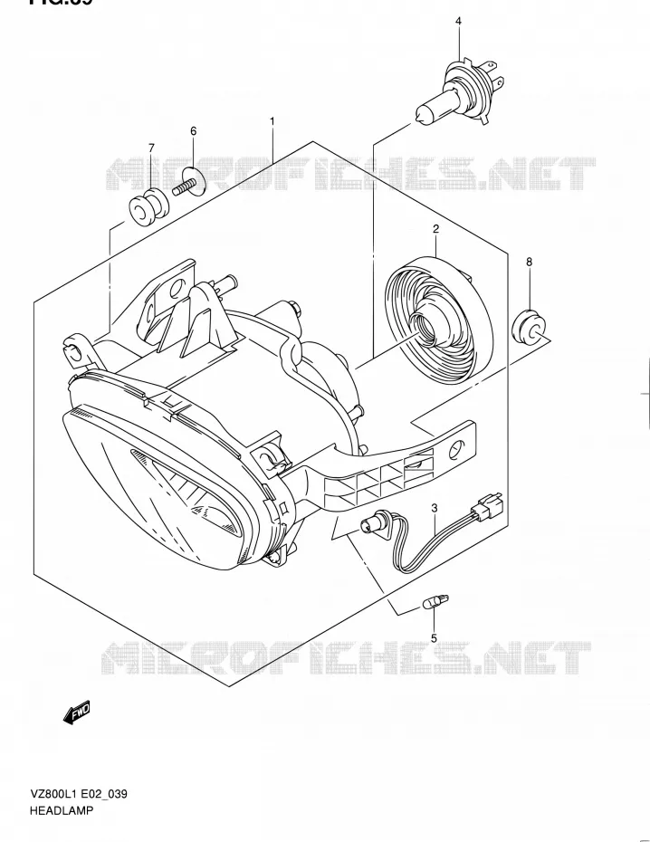 KOPLAMP (VZ800UEL1 E19) Suzuki MOTO 800 BOULEVARD 2011  VZ800L1(E19)
