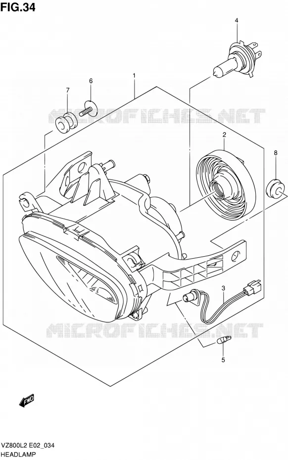 KOPLAMP (VZ800L2 E19) Suzuki MOTO 800 INTRUDER 2012  VZ800L2(E02)