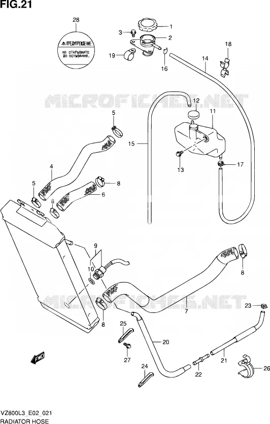 RADIATOR SLANG (VZ800UEL3 E19) Suzuki MOTO 800 INTRUDER 2014  VZ800 L3 (E19)