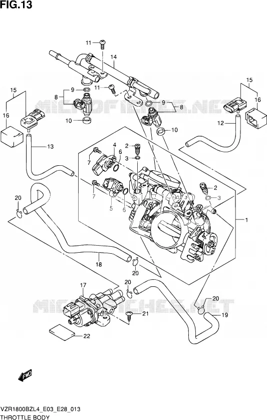 GASKLEPHUIS (VZR1800BZL4 E03) Suzuki MOTO 1800 BOULEVARD 2014  VZR1800BZ L4 (E03,E28,E33)