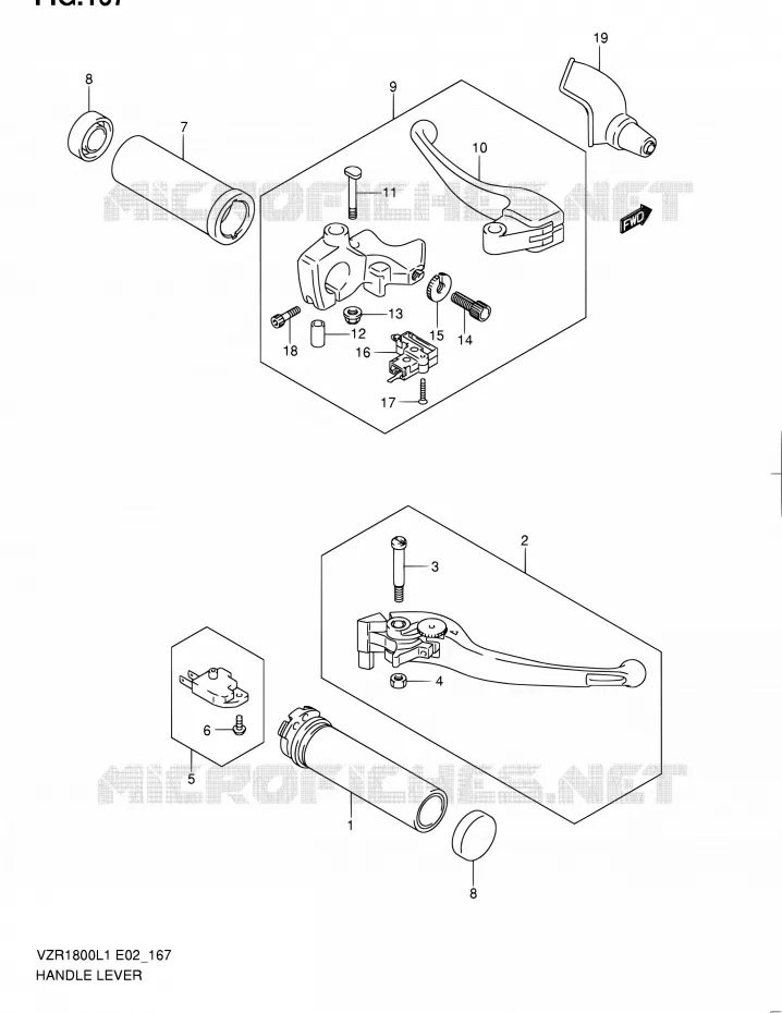 HANDGRIPS - LEVERS (VZR1800ZL1 E02) Suzuki MOTO 1800 INTRUDER 2012  VZR1800UFL1(E19)