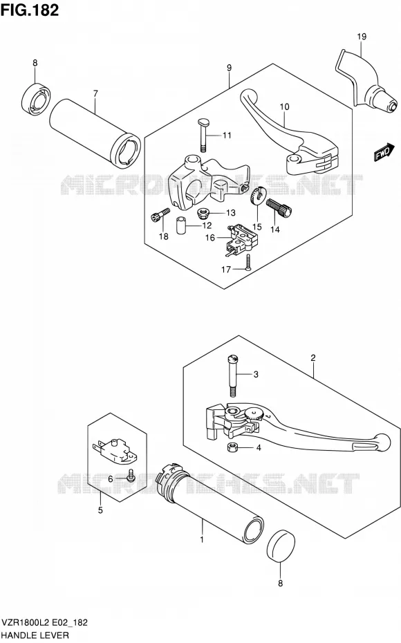 HANDGRIPS - LEVERS (VZR1800ZL2 E02) Suzuki MOTO 1800 INTRUDER 2012  VZR1800UFL2(E19)