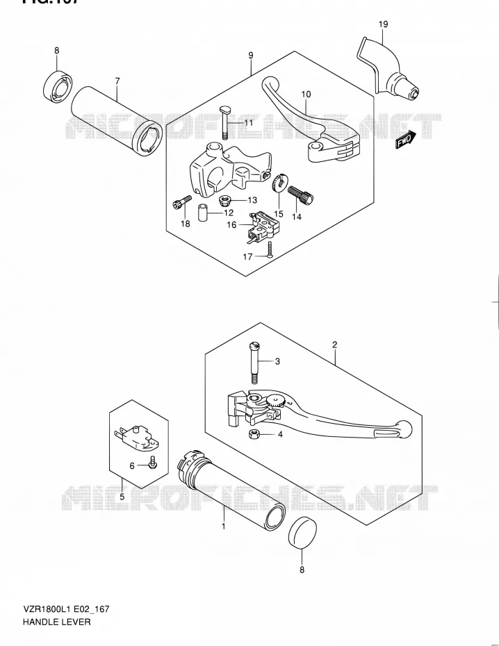 HANDGRIPS - LEVERS (VZR1800ZL1 E02) Suzuki MOTO 1800 INTRUDER 2011  VZR1800ZL1(E24)