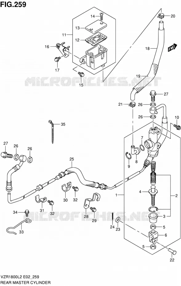 ACHTER HOOFDREMCILINDER (VZR1800L2 E24) Suzuki MOTO 1800 INTRUDER 2012  VZR1800ZL2(E19)