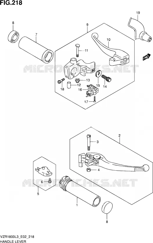 HANDGRIPS - LEVERS (VZR1800ZL3 E24) Suzuki MOTO 1800 INTRUDER 2013  VZR1800Z L3 (E19)