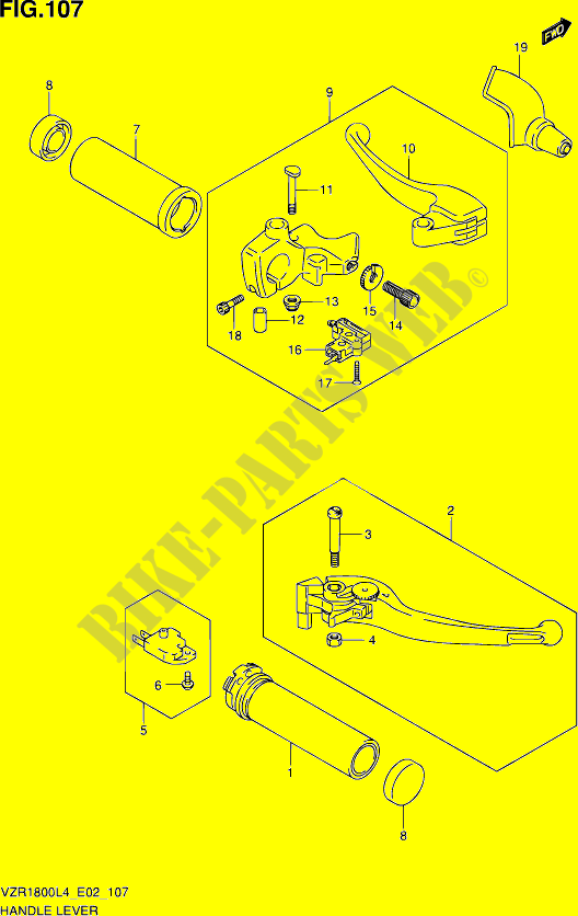 HANDGRIPS   LEVERS (VZR1800L4 E19) voor Suzuki INTRUDER 1800 2014