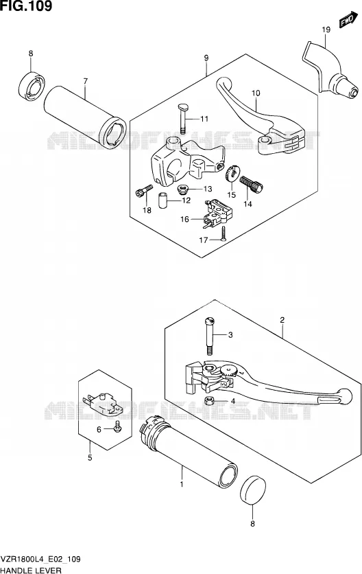 HANDGRIPS - LEVERS (VZR1800ZL4 E02) Suzuki MOTO 1800 INTRUDER 2014  VZR1800Z L4 (E19)
